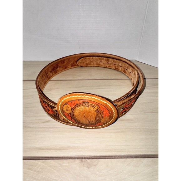 Roy Rogers Other - Vintage Leather Belt w/ Buckle- Roy Rogers Museum 40”